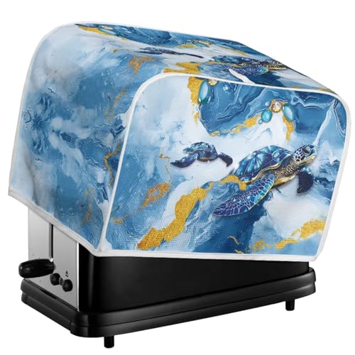Image of Talayituse Turtle Marble Print Toaster Cover 2 Slice Wide Slot, Lightweight Bread Maker Cover Dust Protection Washable Appliance Bag, S