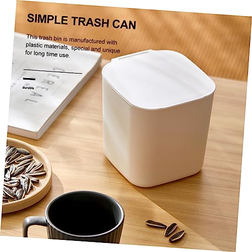 Mini caneca de basura rectangular blanca para escritorio miniatura 2