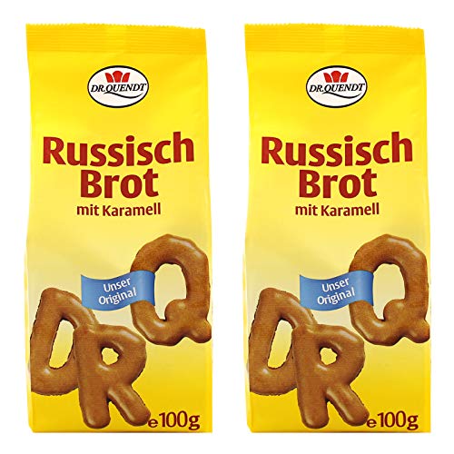 2er Pack Dr. Quendt Dresdner Russisch Brot (2 x 100 g) in Buchstabenform mit viel Karamell natürlich gebacken