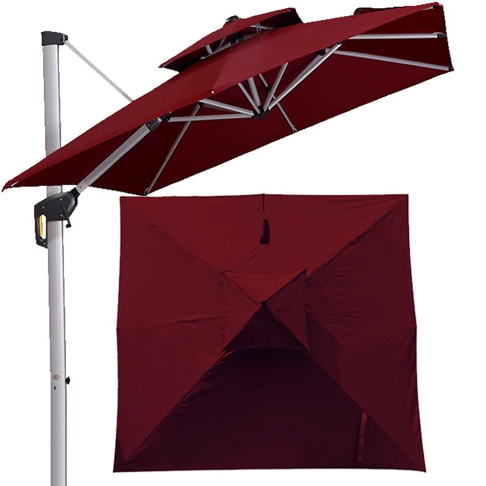 10 X 10ft Patio Umbrella Replacement Canopy Square Cantilever 2-Tier Top Cover Outdoor Market Umbrella