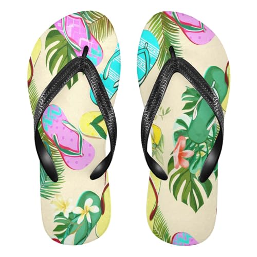 Nander Slippers and Green Palm Leaves Sandal Flip Flops of Men's & Women's,Beach Slippers Flip Flops Shower Shoes