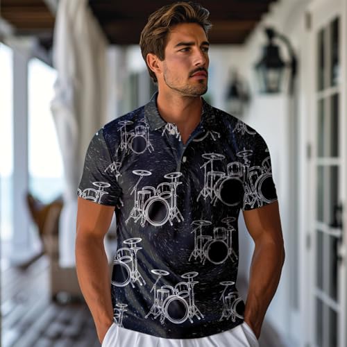 Drummer Polo Shirts| Drum Shirt - Rhythm Mens Golf Polo Shirts Short Sleeve Dry Fit Casual Tennis T-Shirt2