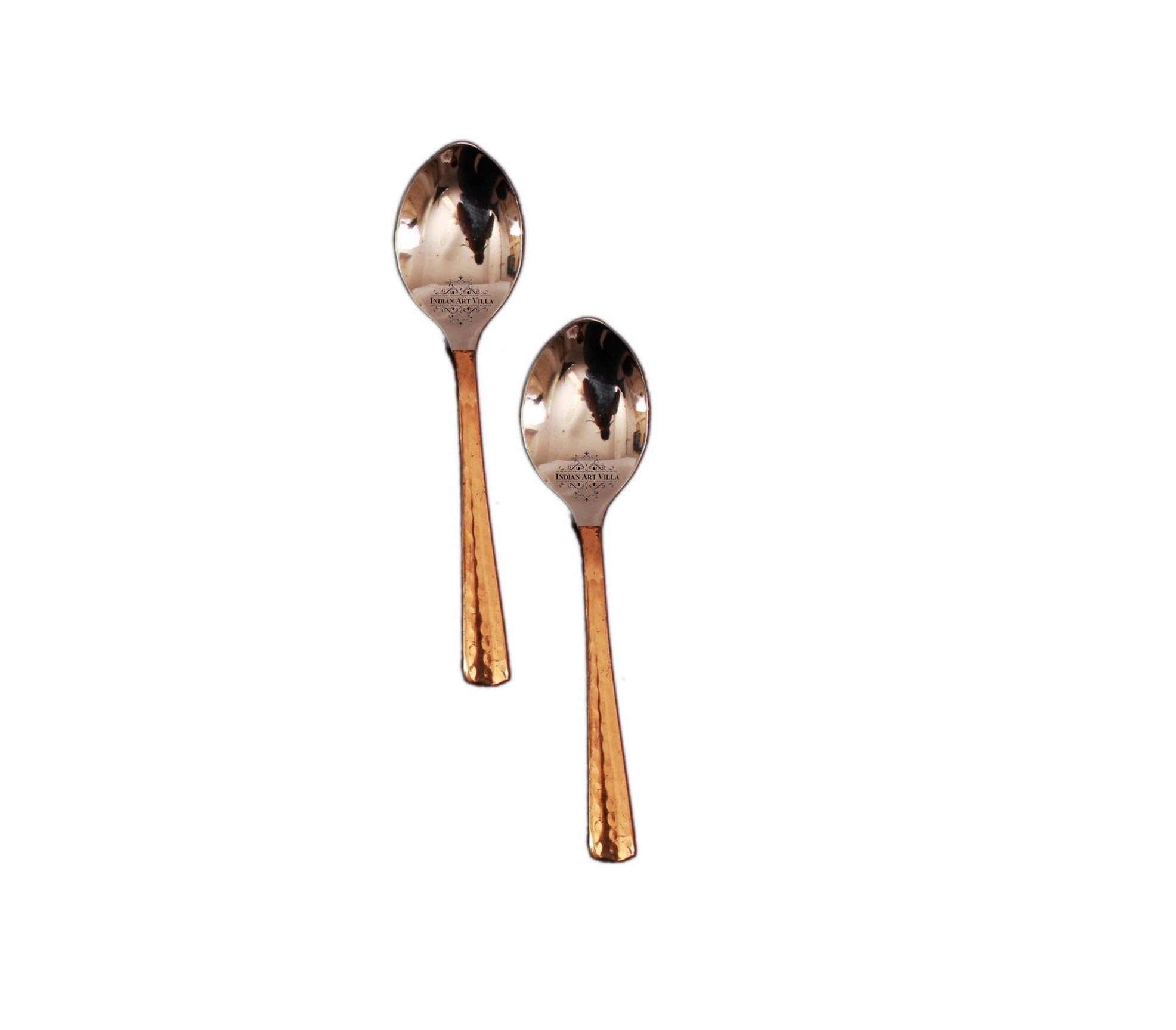 Indian Art Villa Steel Copper tea spoon, Set of 2, small spoon, Tea Spoons for Home Kitchen Restaurant, Flatware, 5.5 Inches