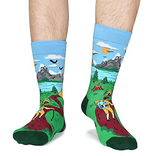 Funny Socks Gift for Men, I'd Rather Be Hiking Golfing Fishing Camping Skiing Gaming Novelty Socks4