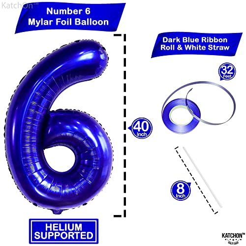 Image of KatchOn, Giant Navy Blue Number 6 Balloon - 40 Inch | 6th Birthday Balloon for 6th Birthday Decorations | 6 Balloons for Birthday | Number Balloons for Anniversary Decorations