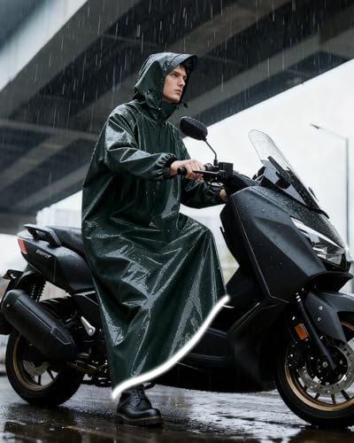 Image of ANYCHO Long Rain Coat for Men Waterproof and Women, Durable Oxford Unisex Raincoat for Men Waterproof with Adjustable Hood & Reflective Stripe