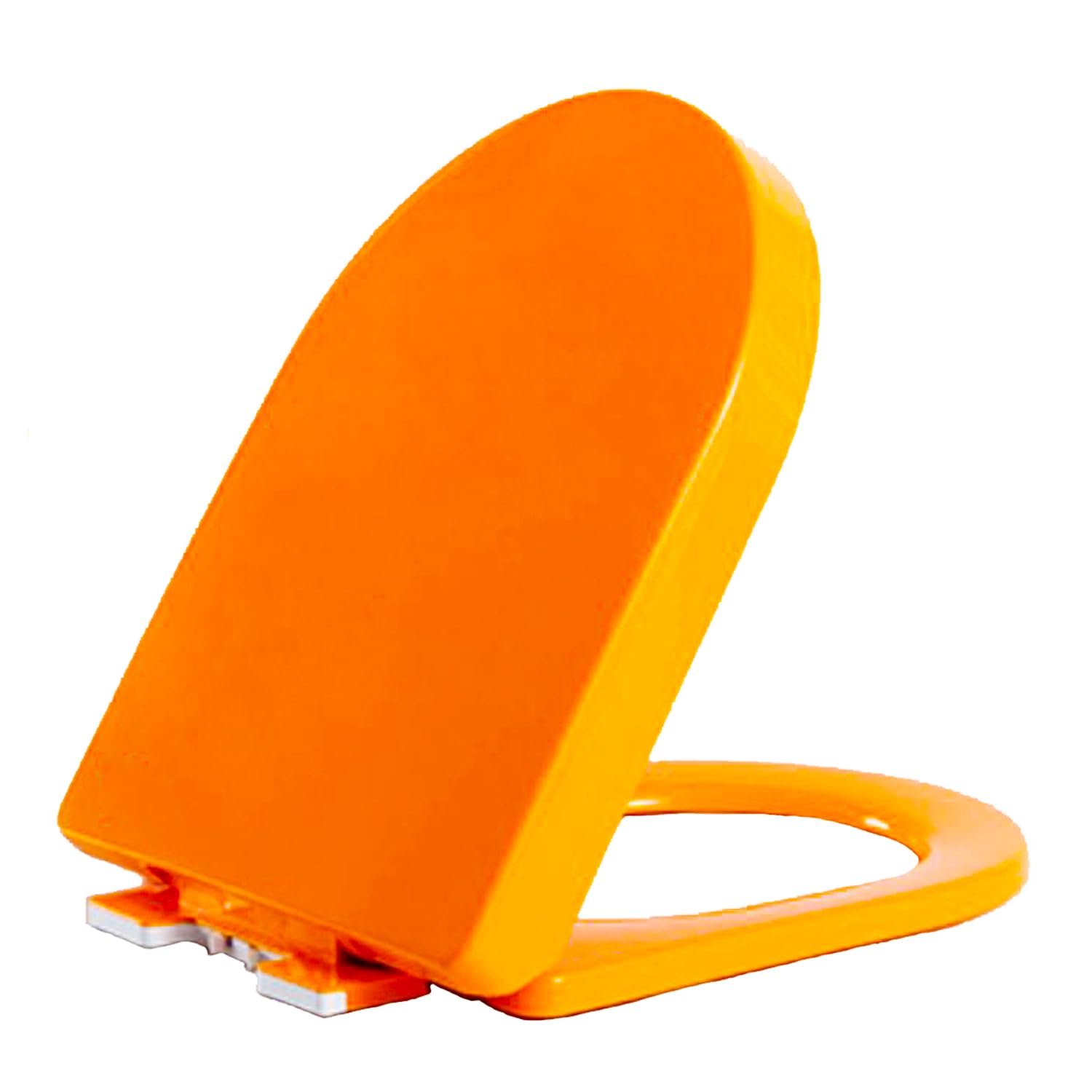 Sedile WC con Chiusura Ammortizzata, Coperchio WC Arancione, Copriwater Universali con Sgancio Rapido per Facile da Montare e Pulire, Tavoletta WC Forma di D/U in PP, 44.5x36cm