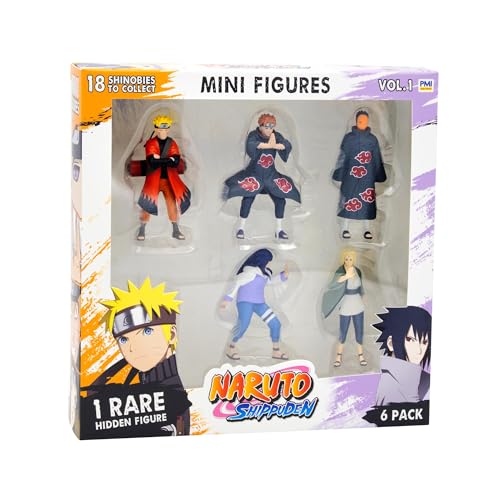 BANDAI - Naruto Shippuden - Pack 6 Mini-Figurines Dont 1 Rare cachée - Collection Figurines Naruto - Coffret de 6 Inclus 1 Personnage Shinobi aléatoire Surprise - Jouet Enfant 4 Ans et + - PMN2060