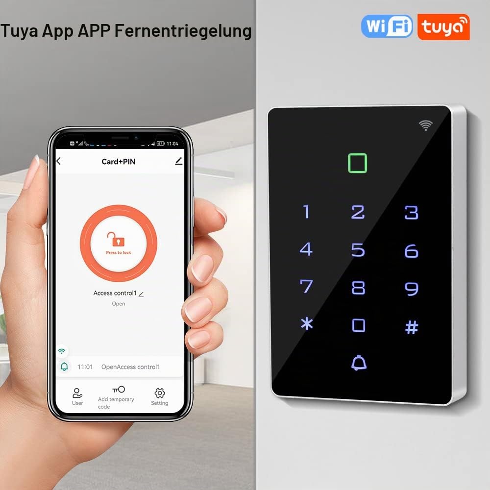 WiFi Tuya RFID Zugangskontrolle Tastatur IP68 wasserdichte Access Controller Tastatur WG26/34 Telefon APP Passwort Entsperren System + 10pcs Keyfobs