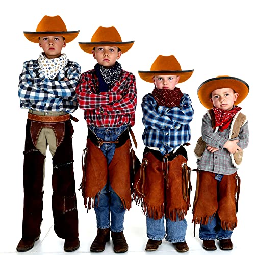 Cotiny 4 Pack Toddler Cowboy Hats Brown Children Cowboy Hat For Kids Holiday Halloween Birthday Party Costume Western Cosplay Accessories #TOP2