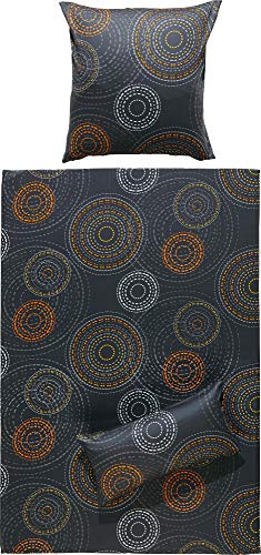 Erwin Müller Bettwäsche, Bettgarnitur Mako-Satin Kreise anthrazit Größe...