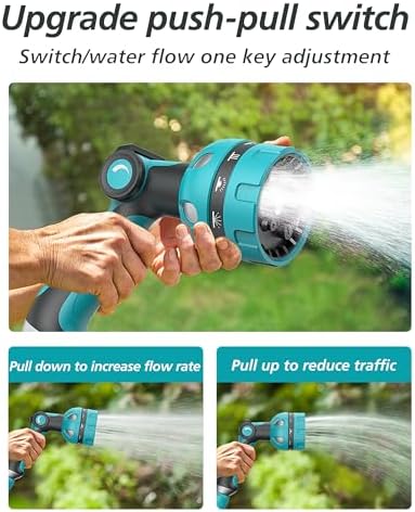 Garden Hose Nozzle, Heavy Duty Water Hose High Pressure Sprayer with 10 Watering Patterns, Thumb Control On Off Valve, for Watering outdoor Plants & Lawn, Car & Pet Washing - Thumbnail 5