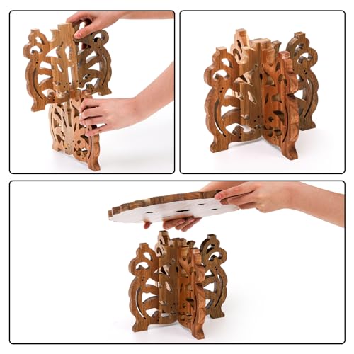 12" Wood Cake Stand, Acacia Wooden Rustic Cupcake Holder, Wedding Table Centerpiece Dessert Display Stand, Birthday Cake Pedestal for Tea Party Baby Shower - Image 6