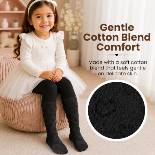 Image of THE LITTLE LOOKERS Baby Tights Thick Toddler Baby Girl Seamless Knit Leggings Thick Solid Cotton Stockings Footed Pants Pantyhose for Years Baby