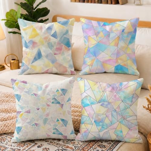 Housses de coussin 50x50cm en velours géométrique imperméable - 6