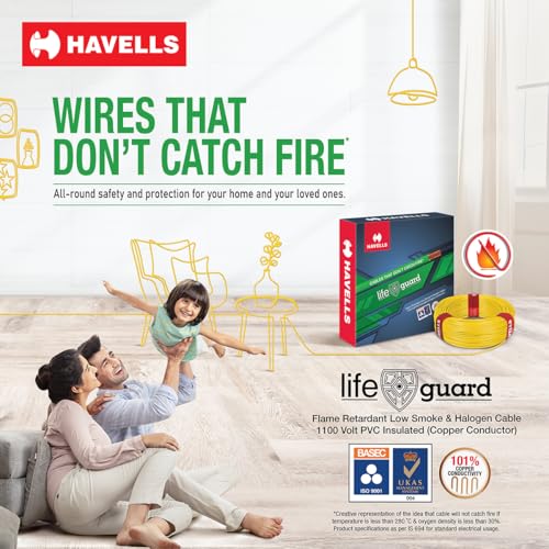 Image of Havells Lifeguard Cable WHFFFNRA11X0 1 sq mm Wire (Red)