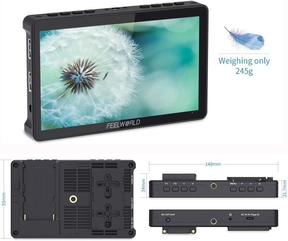Miniatura 3 de FEELWORLD F5 Pro V4 Monitor de campo de 6 pulgadas Pantalla táctil Cámara DSLR Director de campo con 3D LUT F970 Kit externo IPS FHD 1920x1080 4K