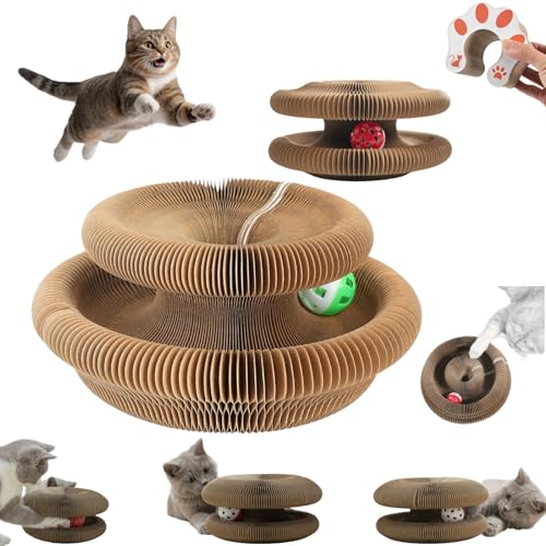HUPIRCT Magic Organ Cat Scratcher Board, Cardboard Cats Toy with Bell, Magic Organ Toy, Recyclable and Durable, Suitable for Indoor pet Interactive Exercise