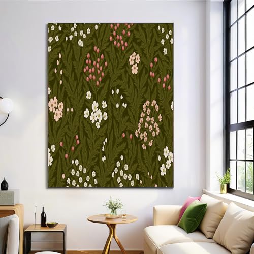 Lienzos decorativos para pared con patrón floral verde oscuro de 60x80 cm