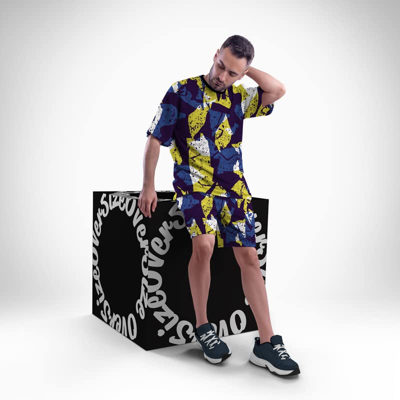 Image of TheYaYaCafe All Over Printed Oversized T-shirts and Shorts Set of Men | Co-ord Set of Men