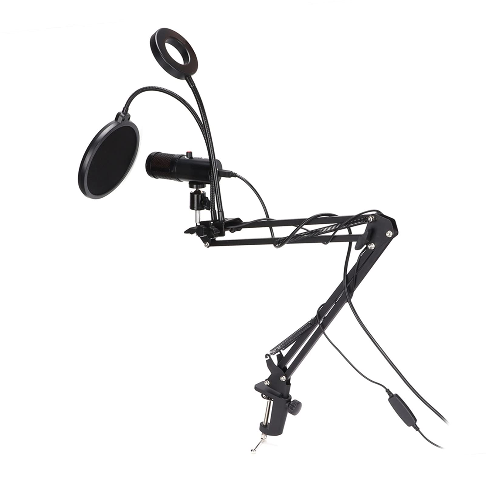 Denash USB -Mikrofon -RGB Füllung Light Kit Cardioid Kondensatormikrofon Zum Aufnehmen von Live Streaming, Studio Soundqualität für Podcast Geräte, PC/Streaming Mikrofon Set (A6S mit 35-Halterung