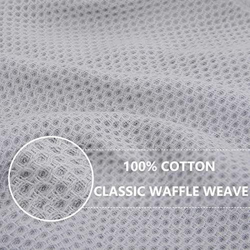 Image of Homaxy 100% Cotton Waffle Weave Kitchen Dish Towels, Ultra Soft Absorbent Quick Drying Cleaning Towel, 13 x 28 Inches, 8-Pack, Light Gray