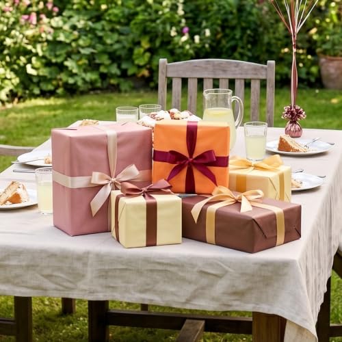Image of BEISHIDA 90 Sheets Brown Orange Series Tissue Paper Bulk for Gift Wrapping