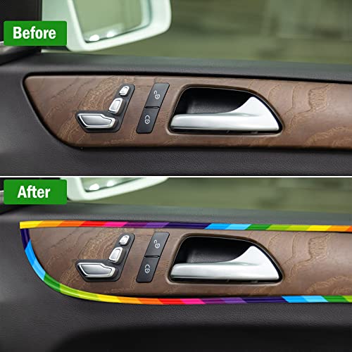 Car Interior Moulding Trim Strips 32 Feet Universal Car Decoration Pinstriping Filler Insert Strips Dashboard Decorative Diy Flexible Strip Garnish With Installing Tool (Rainbow Color, Simple Style) #TOP5