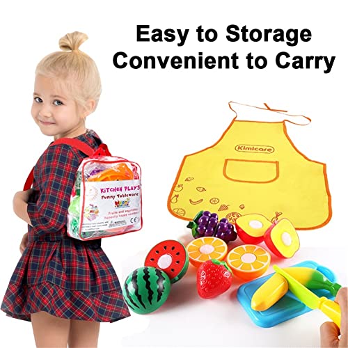 Kitchen Toys Fun Cutting Food Fruits Vegetables Toys Pretend Food Playset For Children Girls Boys Educational Early Age Basic Skills Development 41Pcs #TOP1