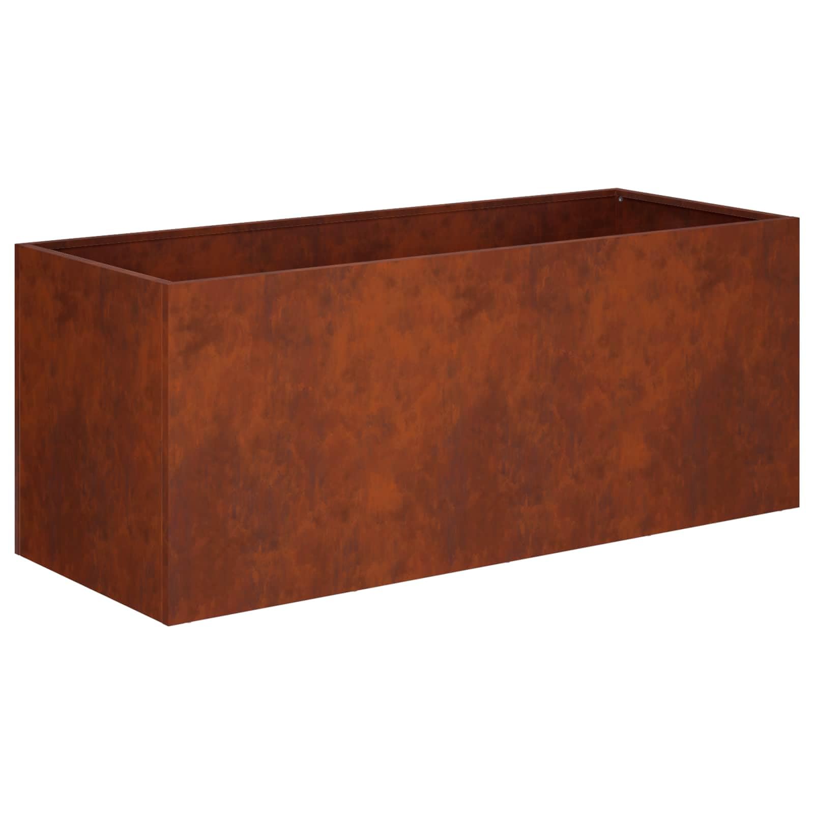vidaXL Macetero de Jardín Oxidado 80 x 40 x 40 cm Acero Oxidado, Maceta Moderna para jardín y terraza, Rectangular, Resistente al Clima, Ideal para Flores y Plantas