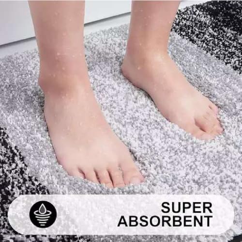 Image of NAMCHI Comfort Microfiber Bath Mat Anti Skid Non Slip Bathroom Floor Mat Super Absorbent & Quick Dry | Soft Machine Washable Bath Rug for Bathroom, Bedroom & Home (40x60cm, Black 40 X 60cm)