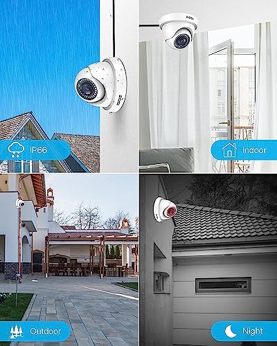 Image of ZOSI 4 Pack 2MP 1080p HD-TVI Dome Security Camera Outdoor Indoor | 24PCS LEDs, 80ft IR Night Vision, 90 Wide Angle, Metal Plastic Housing Weatherproof Surveillance CCTV Camera