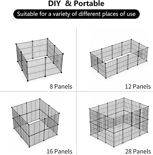 LURIVA Small Animal Playpen, Guinea Pig Cages, Pet Playpen, Rabbit Cage,Small Animal Cage, Puppy Kitten Dog Playpen, Indoor Outdoor Portable Metal Wire Yard Fence,15 X 12 Inch, 16 Panels, Black.