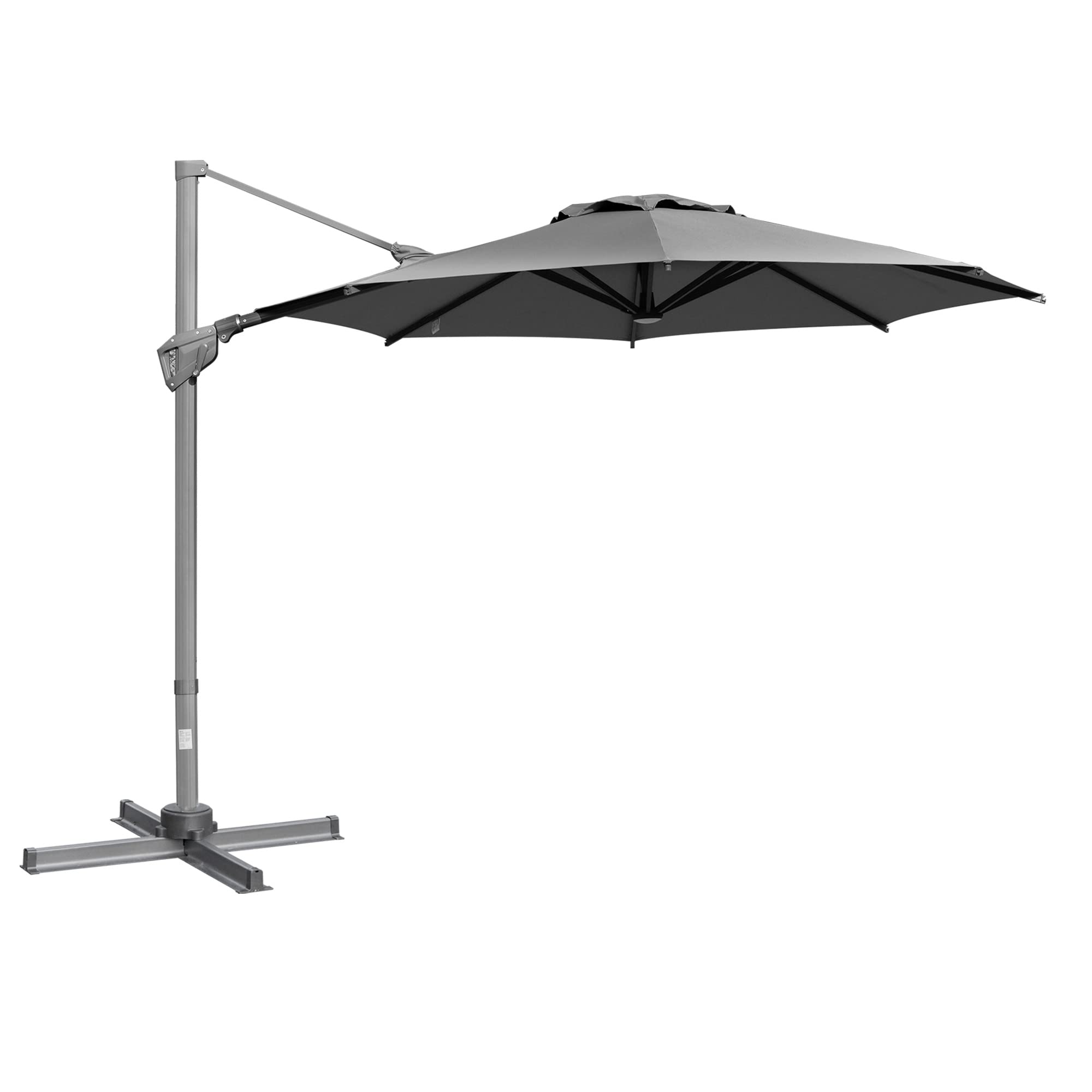 Outsunny Sombrilla de 300 cm de diámetro, con manivela, protección solar, aluminio, color gris oscuro