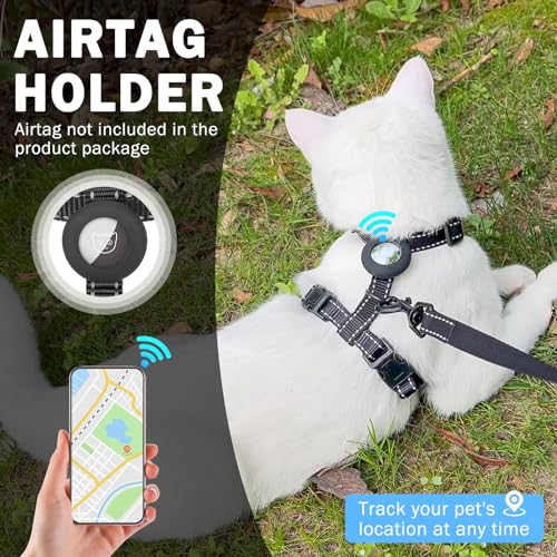 SCENEREAL Cat Harness and Leash Set Escape Proof with Airtag Holder, Reflective Pet Harnesses for Walking, Adjustable Kitty Vest Soft Harness Outdoor Indoor, Cute Travel Boys Girls Small Large Cats - Image 3