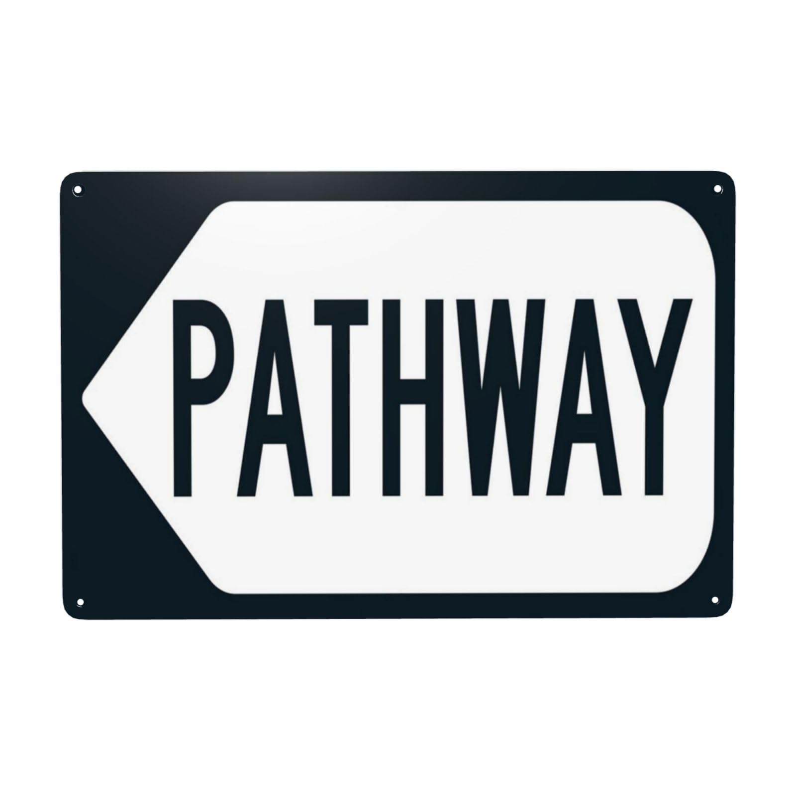 SMAZDFXX Pathway Left Arrow Sign Metal Signs, Cautions Security Tin Sign, Safety Warning Signs, Street Business Wall Decor 8"x12"