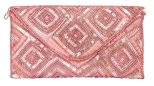 Image of DUCHESS Women's Hand Embroidered Envelope Clutch -Bridal Ethnic Traditional Casual Purse /Clutch /Handbag (23 L x 2.5 W x 13H cm)