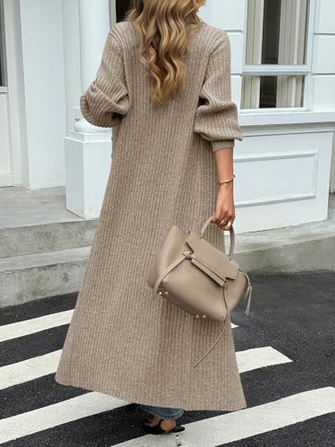 Image of Saodimallsu Womens Long Duster Cardigans Button Down Maxi Sweater Dress