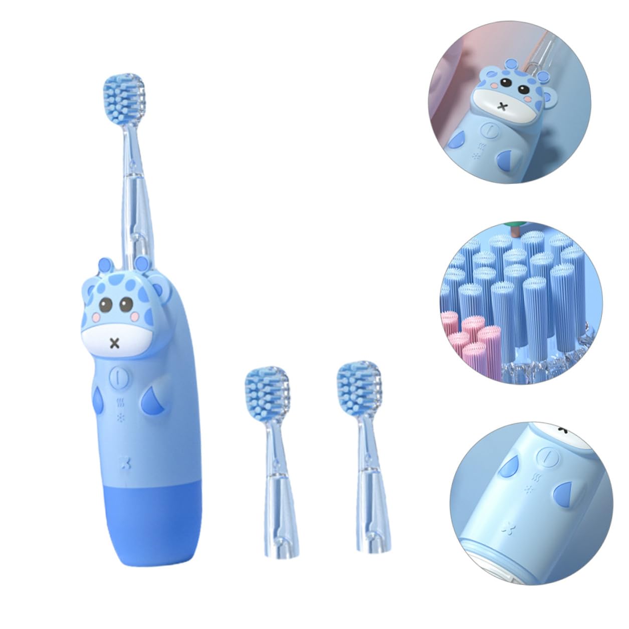 Cepillo de Dientes Eléctrico Sónico con Velocidad Ajustable para Niños Silicona y Pc Adecuado para Cuidado Dental Infantil Diario