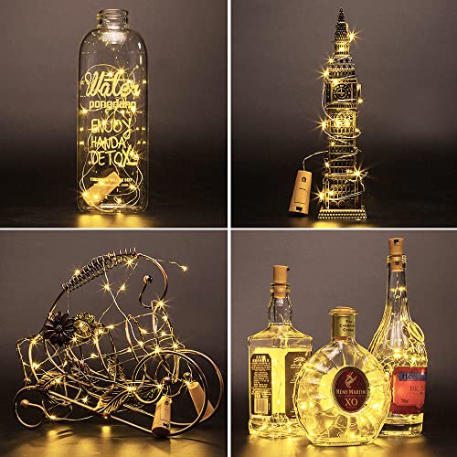 Wine Bottle Cork Lights 15Pack 10 Led/ 40 Inches Battery Operated Cork Shape Copper Wire Colorful Fairy Mini String Lights For Party Christmas Halloween Wedding Decoration (Warm White) #TOP2