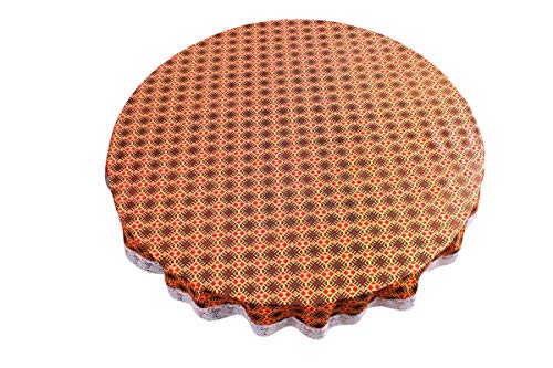 Image of The Furnishing Tree Round Shaped 6 Seater Table Cover WxL 72x72 inches with White Border lace