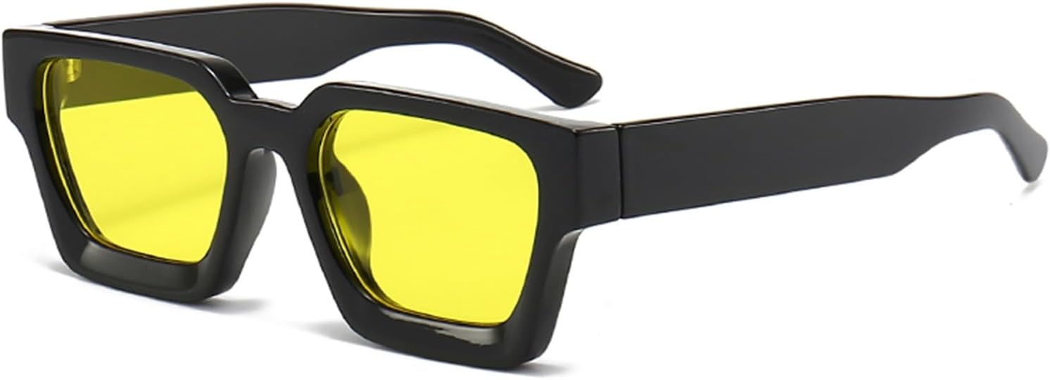 YAMEIZE Vintage Rechteckige Sonnenbrille fr Herren Damen-Retro Eckig Sonnenbrille Trendige Quadratischem Rahmen UV400 Schutz