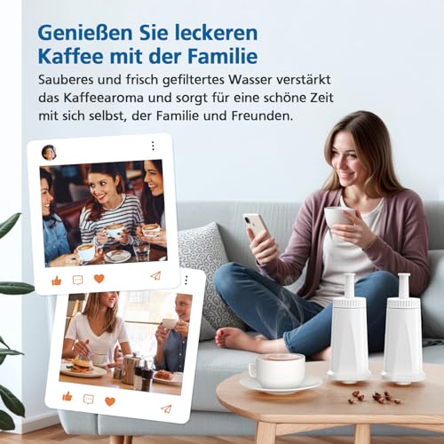 Wasserfilter Ersatz für Sage Kaffeevollautomat, 4 Stück Ersatz für Sage Barista Express Pro Wasserfilter, Water Filter für SES810/SES880/SES920/SES980/SES990/SES875/SES008/BES008, SES008WHT0NEU1