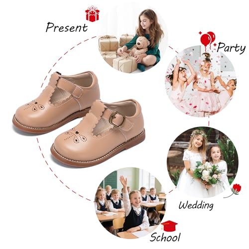 Image of PHIRAMIN Toddler Girl Mary Jane Dress Shoes-Little Girl School Uniform Shoes for Wedding Party