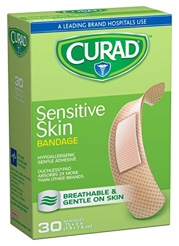 Curad Sensitive Skin, 3/4 Inches X 2 1/2 Inches, 30 count (Pack of 3)