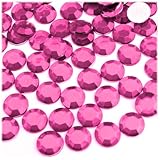 The Crafts Outlet 144pc Rhinestones Round 10mm - Flatback Hot Pink or Rose
