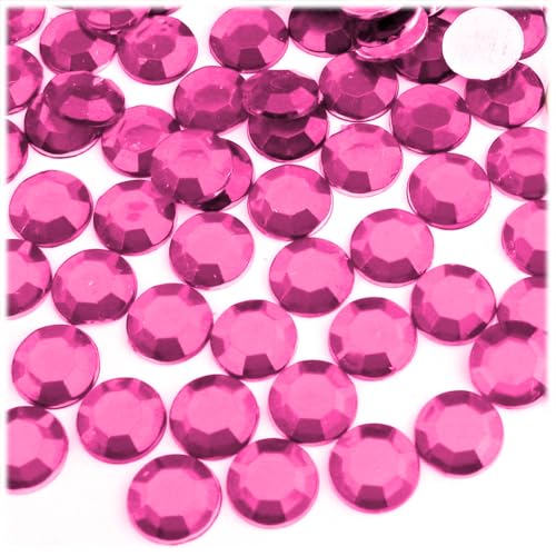 The Crafts Outlet 144pc Rhinestones Round 10mm - Flatback Hot Pink or Rose