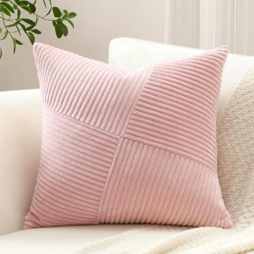 Sungeek 1 Stück Cord Kissenbezug, Windmühle Streifen Muster Kordsamt Kissenbezüge Dekokissen Sofakissen Patchwork Design Deko Zierkissenbezüge Kissenhülle für Wohnzimmer (40x40cm, Rosa) Sungeek 1 Stück Cord Kissenbezug, Windmühle Streifen Muster Kordsamt Kissenbezüge Dekokissen Sofakissen Patchwork Design Deko Zierkissenbezüge Kissenhülle für Wohnzimmer (40x40cm, Rosa)