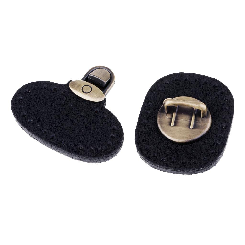 (label) heavenglowgenuine leather bag lock fasteners snap buckle clasp replacement black