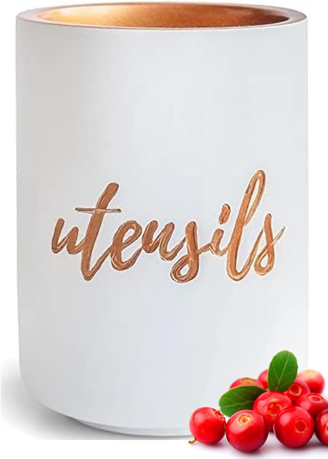 STYLED SETTINGS Black and Gold Utensil Holder with Built-in Spoon Rest - 2 PC Large Ceramic Utensil Holder Includes Black & Gold Spoon Rest - Luxury Kitchen Accessories - Utensils Not Included